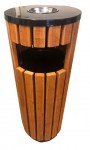 Урна деревянная с пепельницей и боковым отверстием 36л. КВ-38 (размеры: 37х98см) с внутреннем ведром