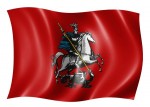 Флаг Москвы с гербом 90х145см искусст. шелк