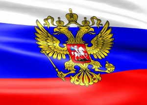 Флаг России с гербом 90х145см искусст. шелк 