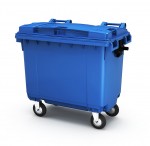 Контейнер "ДВА БАКА" для раздельного сбора мусора 1100л. СИНИЙ пластик, с крышкой на колесах (ДхШхВ-1430х1030х1300мм)