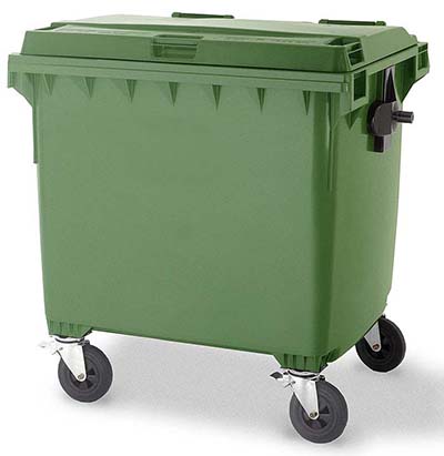 Контейнер для мусора 660л. пластик. с крышкой на обрезин. колесах
