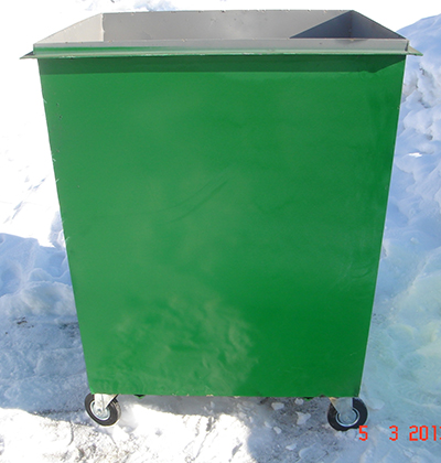 Контейнер для мусора квадратный 0,75 м3 НА КОЛЕСАХ, без крышки (ДхШхВ-900х900х1100мм)